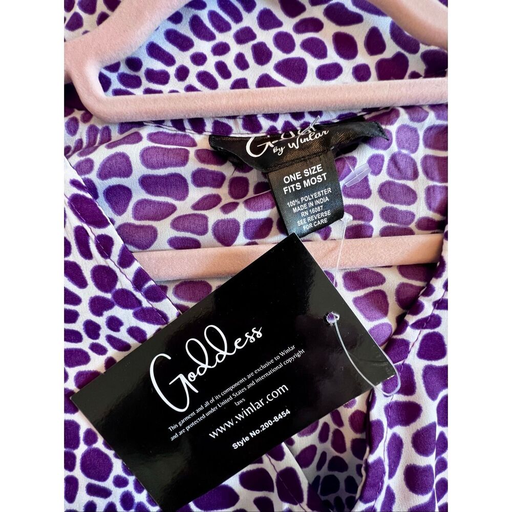 NWT Goddess Crocodile Print V-Neck Long Kaftan Dress Purple White One Size - Picture 6 of 6